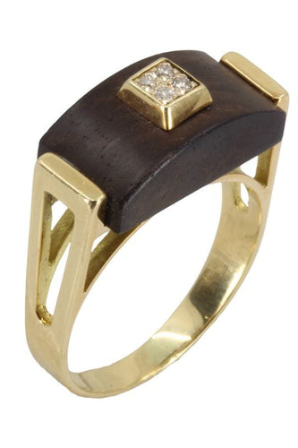 Bague BAGUE MODERNE ÉBÈNE ET DIAMANTS 58 Facettes 051891