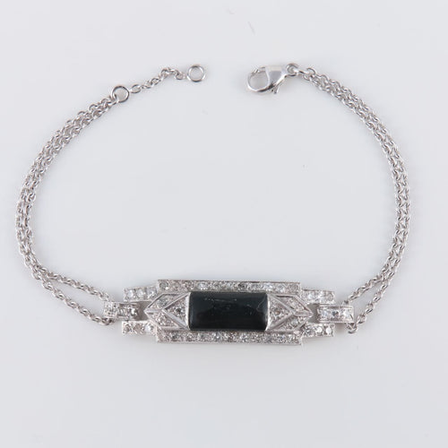 Bracelet Bracelet platine, onyx et diamants 58 Facettes