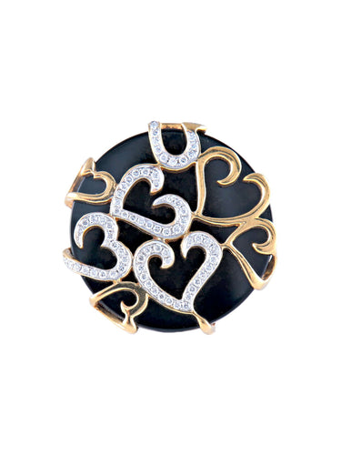 Bague 52 Bague Coeur Onyx Diamants 58 Facettes