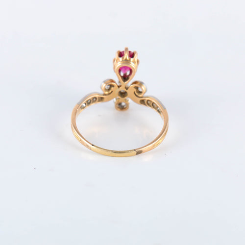 Bague 55.5 Bague Duchesse Diamants Rubis de synthèse 58 Facettes