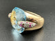 Bague POMELLATO - Bague Pin-up Or rose Aigue-marine Diamants Rubis 58 Facettes