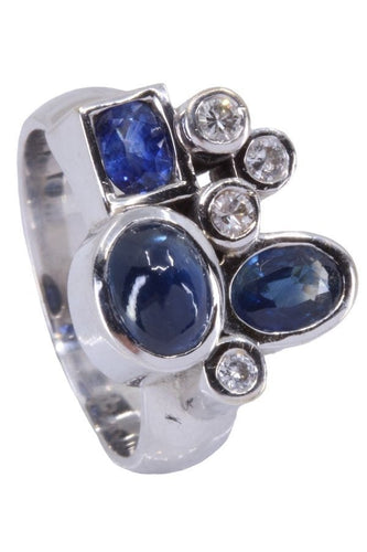 Bague 55.5 Bague moderne Or jaune Saphirs Diamants 58 Facettes 077201