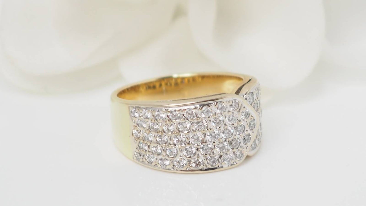 Bague 54 Bague ruban or jaune diamants 58 Facettes 32537