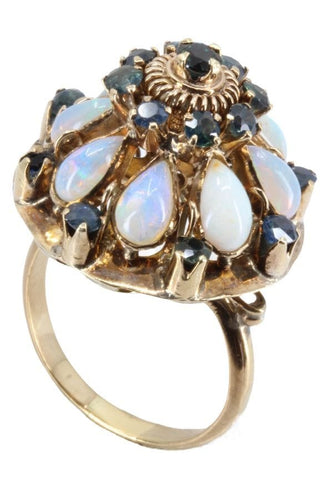 Bague BAGUE ORNEMENTALE OPALES ET SAPHIRS 58 Facettes 057911