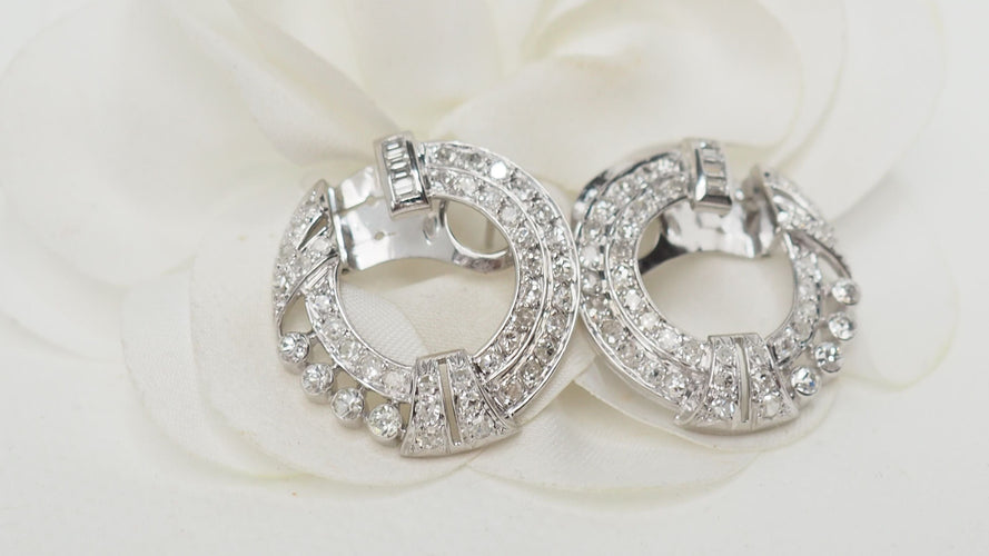 Boucles d'oreilles Boucles d'oreilles or blanc et diamants 58 Facettes 32307 O