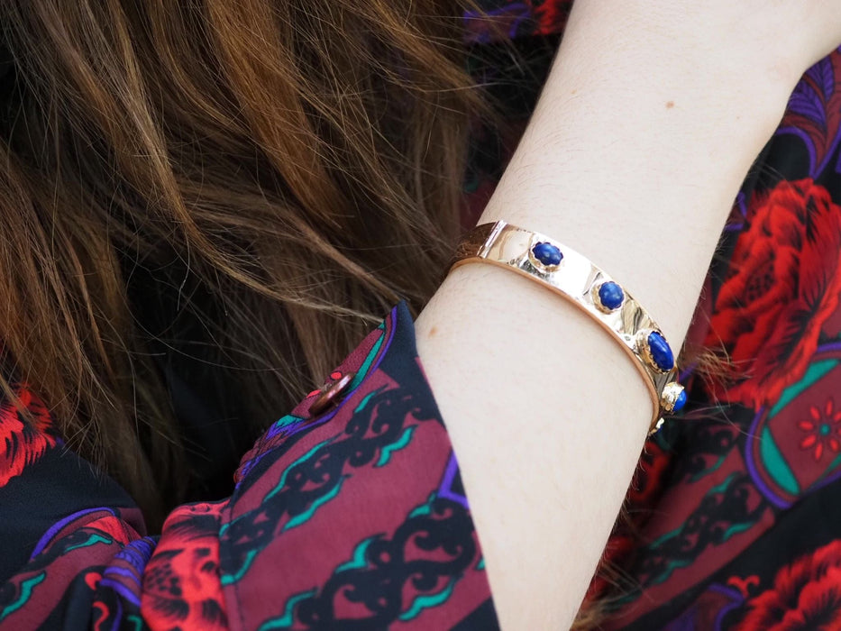 Bracelet Bracelet jonc lapis lazuli or 58 Facettes