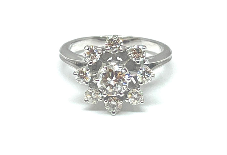 Bague Bague marguerite or blanc et diamants 58 Facettes