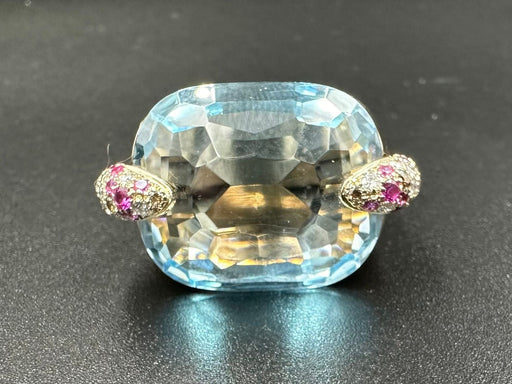 Bague POMELLATO - Bague Pin-up Or rose Aigue-marine Diamants Rubis 58 Facettes