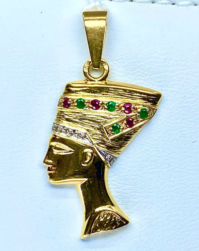 Pendentif Pendentif "profil égyptien" Rubis Emeraudes Diamants 58 Facettes AB187