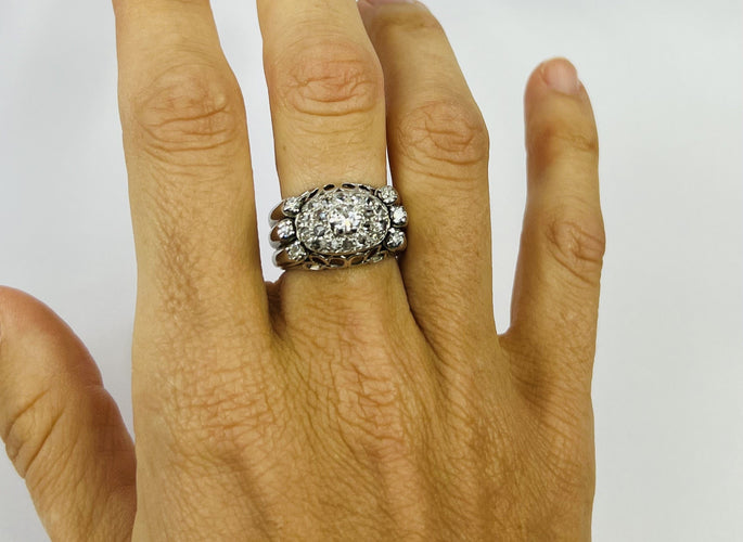 Bague 55 Bague Dôme Or blanc Diamants 58 Facettes 20400000789