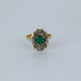 Ring 57 Marguerite Ring Yellow Gold Emerald and Diamonds 58 Facettes