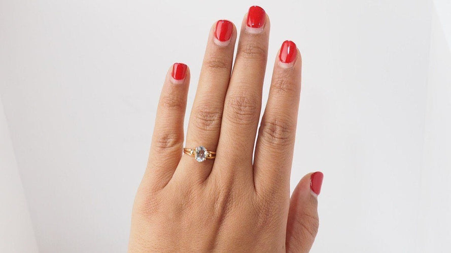 Bague 54 Bague en Or Jaune & Aigue Marine 58 Facettes 31667