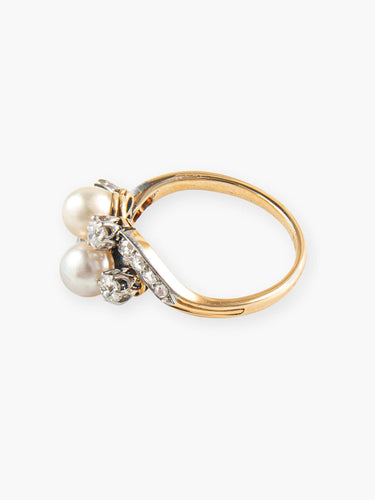 Bague 53 Bague Toi & Moi Perles et Diamants 58 Facettes