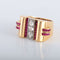 Bague 52 Bague Tank Diamants et pierres rouges 58 Facettes