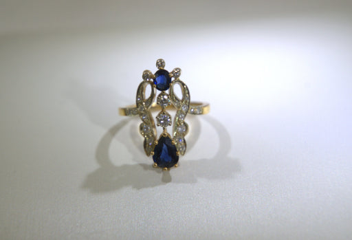 Bague Bague style Art Nouveau Diamants Saphirs 58 Facettes
