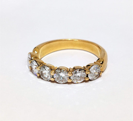 Bague 54.5 Demi-alliance or jaune diamants 58 Facettes 1-891/1