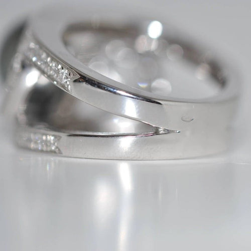 Bague 54 Bague cocktail Or blanc Perle Diamants 58 Facettes