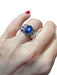 Ring Gold Engagement Ring set with Sapphire surrounded by Diamonds 58 Facettes A 7352