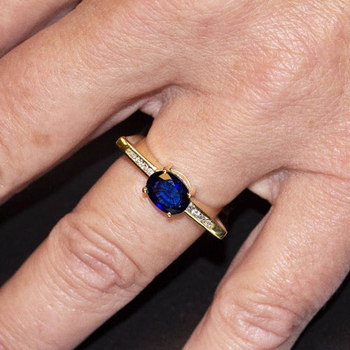 Bague 55 KLASH ring in yellow gold, sapphire and diamonds 58 Facettes D360264JE