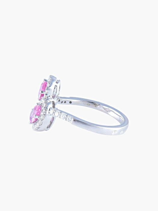 Bague 52 Bague Toi & Moi Saphirs roses Diamants 58 Facettes