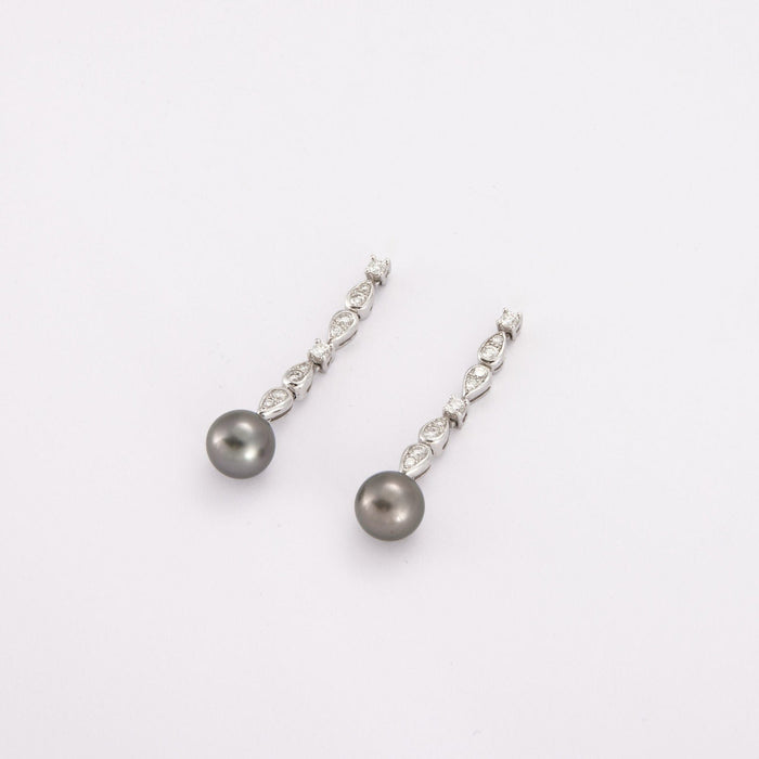 Boucles d'oreilles Boucheron - Boucles d'Oreilles Or Gris Perles de Tahiti Diamants 58 Facettes LOT P1125