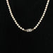 Necklace White cultured pearl necklace, diamond clasp 58 Facettes