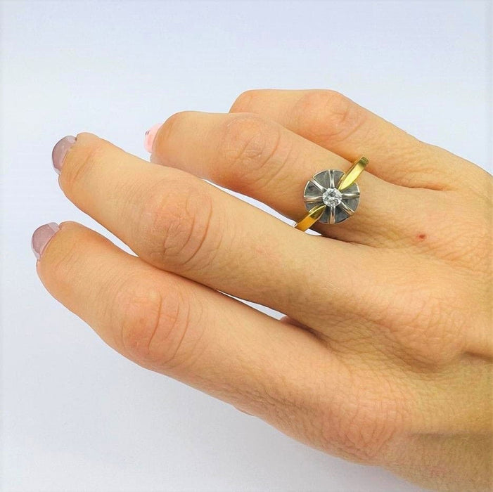 Bague 54.5 Bague Fleur 2 Ors Diamant 58 Facettes 20400000562