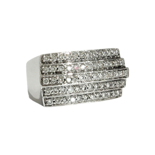 Bague 53 Bague en or blanc, pavage diamants 58 Facettes 1-1245/2