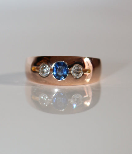 Bague 56 Bague Bandeau Or Rose Saphir Et Diamants 58 Facettes 552