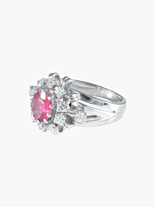 Bague 52 Bague Saphir rose et Diamants 58 Facettes