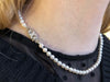 Necklace White cultured pearl necklace, diamond clasp 58 Facettes