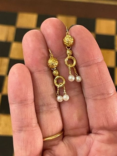 Boucles d'oreilles Pendants d'oreilles perles, XIXème 58 Facettes