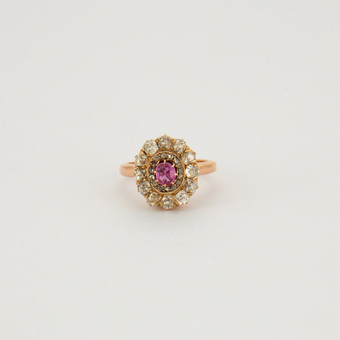 Bague 50.5 Bague Marguerite Rubis Diamants 58 Facettes A6334b