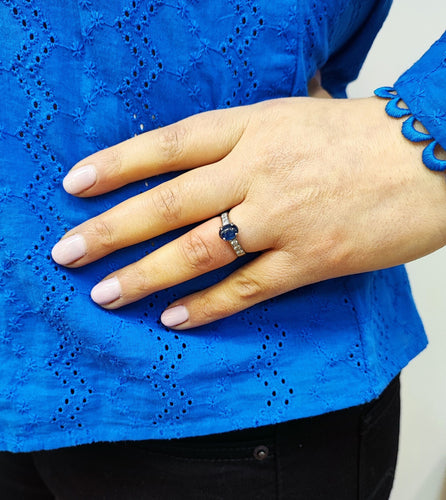 Bague 54-55 Bague saphir or blanc 58 Facettes FA-12