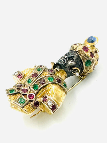 Broche Broche « Maure » Rubis Emeraudes Saphirs Diamants Perle 58 Facettes