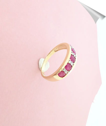 Bague Bague Anneau Demi Alliance Rubis & Diamants 58 Facettes AA 1579