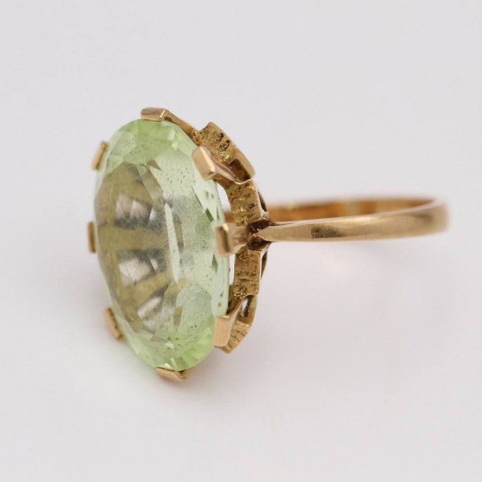 Bague 55.5 Bague Or Jaune Apatite verte 58 Facettes E357541B