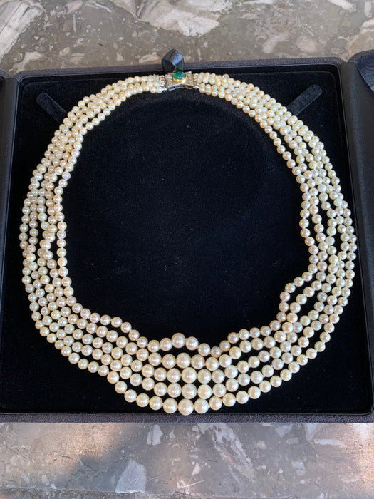Collier Collier Art Déco Perles Diamants Emeraude 58 Facettes C150