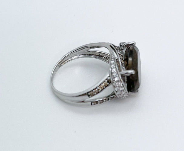 Bague Bague Or blanc quartz et éclats de Diamant 58 Facettes 20400000447