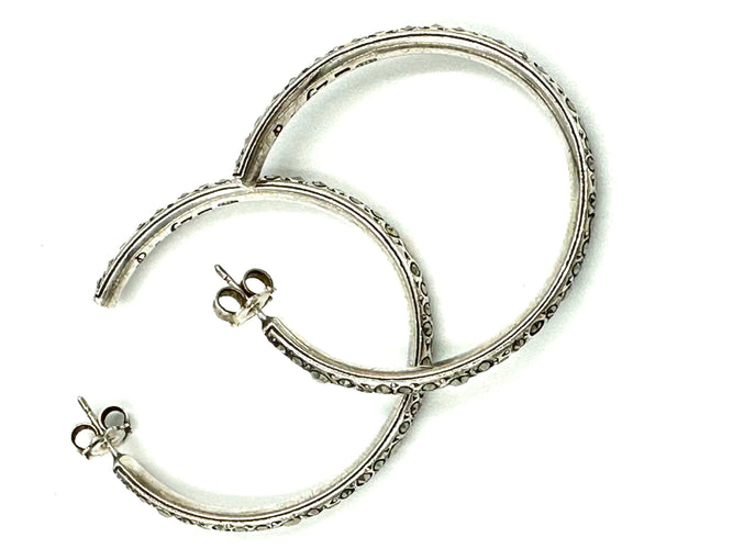 Boucles d'oreilles POMELLATO 67. Créoles argent et marcassites 58 Facettes