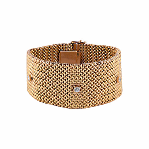 Bracelet Bracelet "manchette" or rose et diamants 58 Facettes