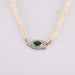 Necklace Cultured pearl necklace, marquise emerald 58 Facettes