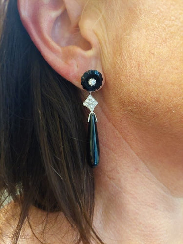 Boucles d'oreilles BOUCLES D'OREILLES ONYX ET DIAMANT 58 Facettes 070061