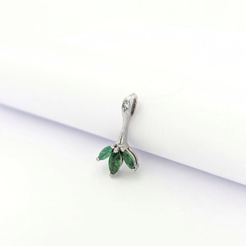 Pendentif Pendentif Floral or blanc diamant et émeraudes 58 Facettes 27248