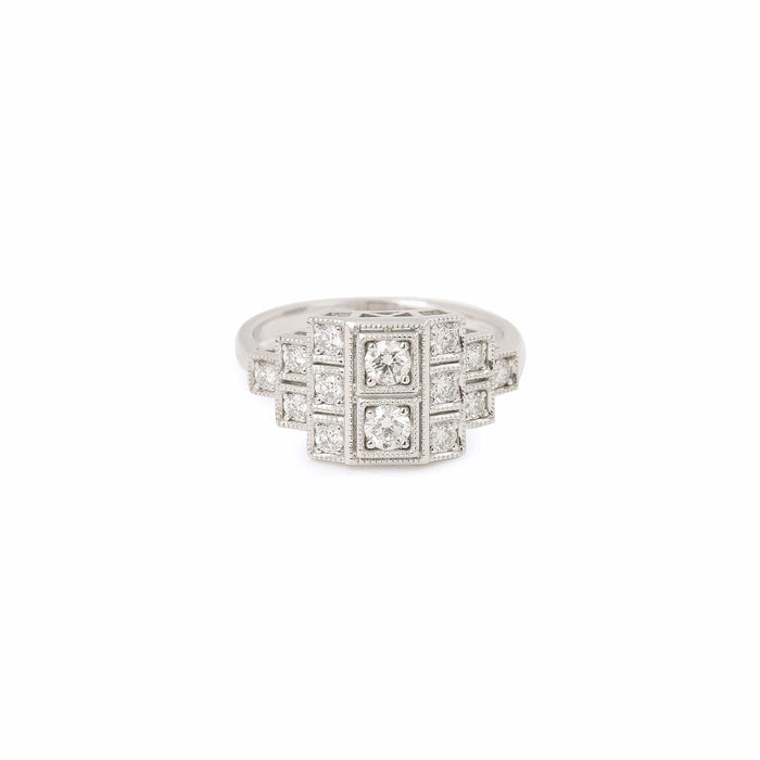 Bague Bague Style Art Déco Pavage Diamant Or Gris 58 Facettes BD166