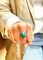 Bague Bague or argent turquoise diamants 58 Facettes