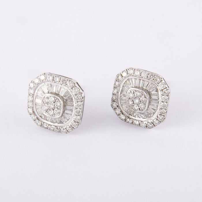 Boucles d'oreilles Clous d'oreilles Carrés Diamants 58 Facettes