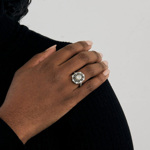 Bague 53 Bague ancienne 2 ors Diamants 58 Facettes EL2-135