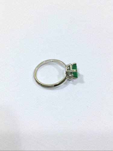 Bague 53 Bague Or Blanc Diamants Et émeraude 58 Facettes