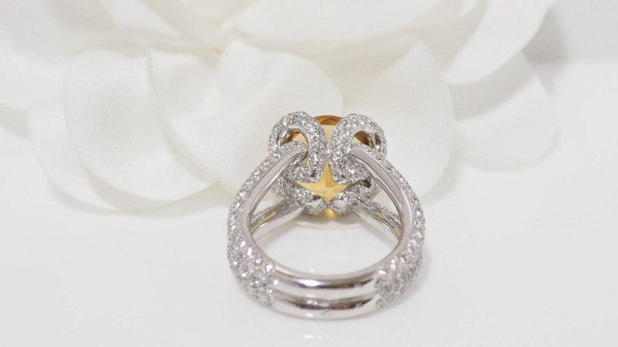 Bague 53.5 Bague en Or blanc, Citrine et Diamants 58 Facettes 31443